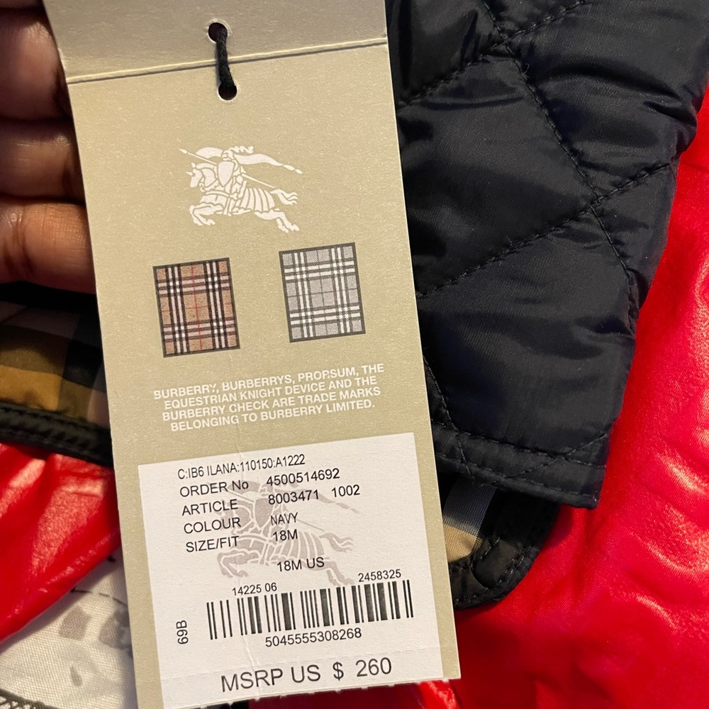Burberry hooded coat, 18 months, navy